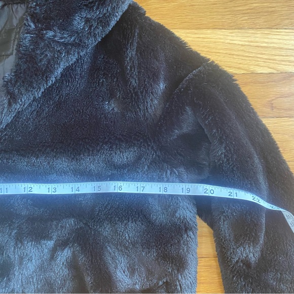 Aeropostale Faux Fur Jacket Black Women’s Sz M Pockets Hood - Picture 9 of 12